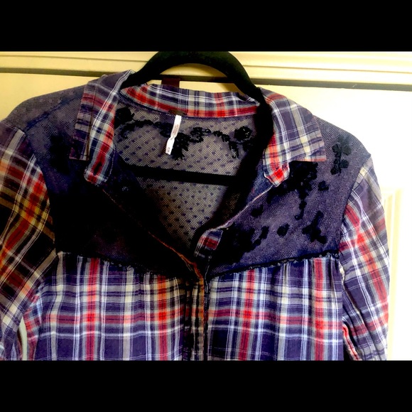 Free People Plaid Button down top - Picture 6 of 8